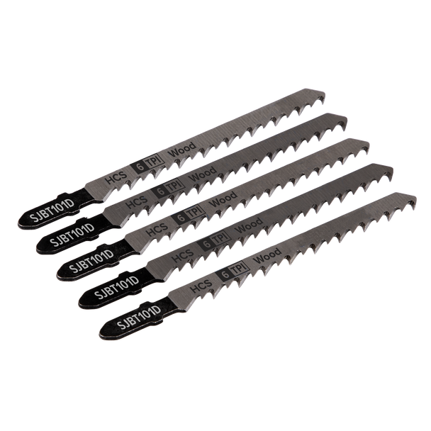 Sealey SJBT101D ⏐ Jigsaw Blade for Hard Wood 100mm 6tpi - Pack of 5