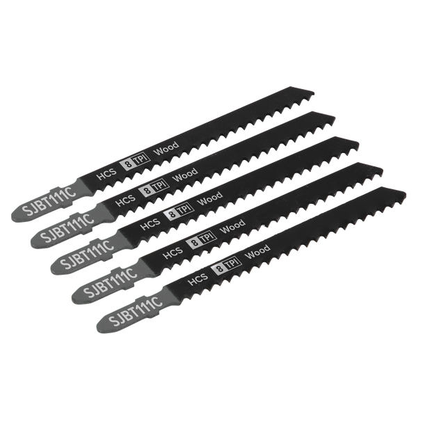 Sealey SJBT111C ⏐ Jigsaw Blade for General Wood 100mm 8tpi - Pack of 5