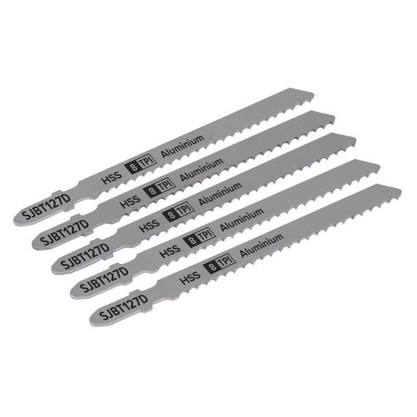 Sealey SJBT127D ⏐ Jigsaw Blade for Aluminium 100mm 8tpi - Pack of 5