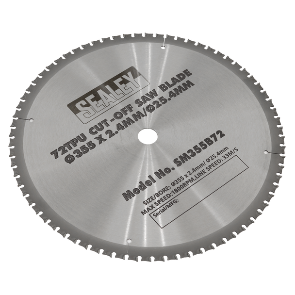 Sealey SM355B72 ⏐ 72tpu Cut-Off Saw Blade Ø355 x 2.4mm/Ø25.4mm