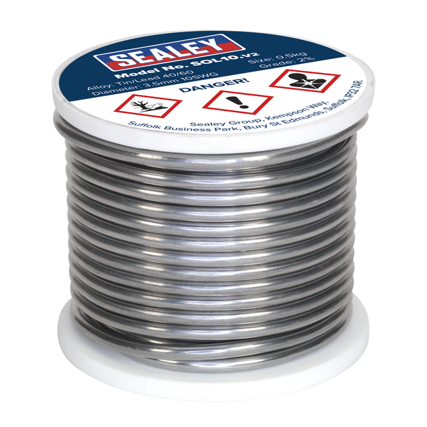 Sealey SOL10 ⏐ Quick Flow Solder Wire 3.25mm/10SWG 0.5kg Reel