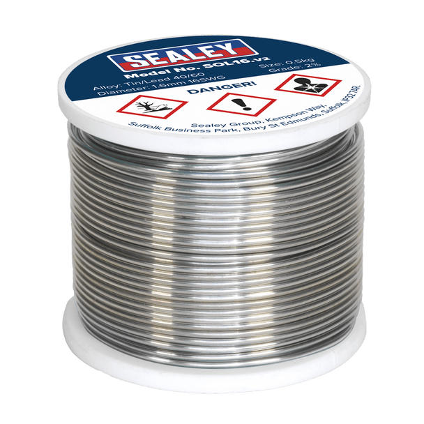 Sealey SOL16 ⏐ Quick Flow Solder Wire 1.6mm/16SWG 0.5kg Reel