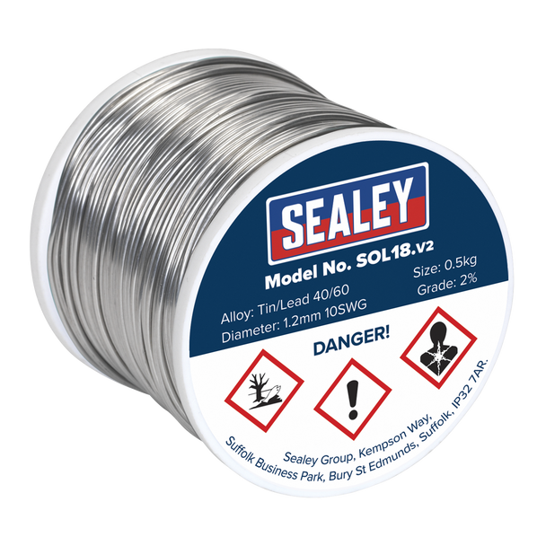 Sealey SOL18 ⏐ Quick Flow Solder Wire 1.2mm/18SWG 0.5kg Reel