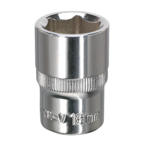 Sealey SP1218 ⏐ Premier Fully Polished Socket 1/2"Sq Drive 18mm