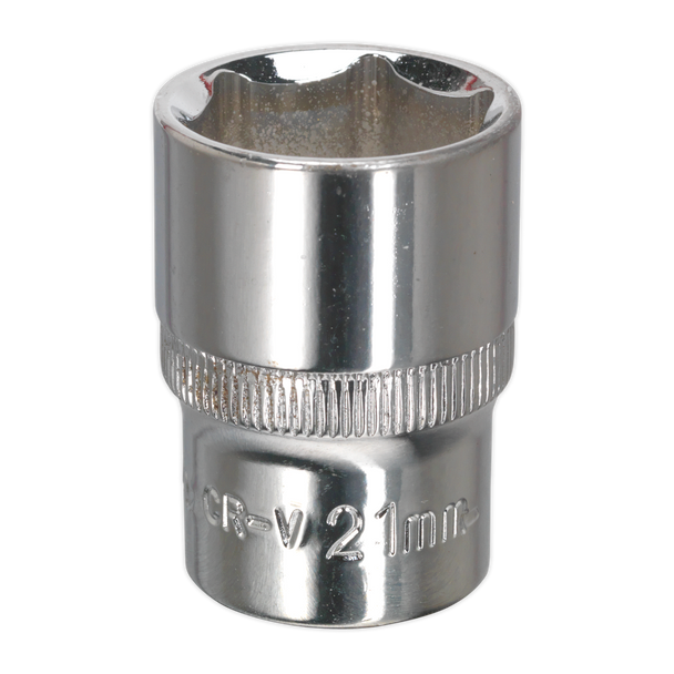 Sealey SP1221 ⏐ Premier Fully Polished Socket 1/2"Sq Drive 21mm
