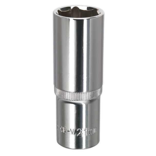 Sealey SP1221D ⏐ Premier Fully Polished Deep Socket 1/2"Sq Drive 21mm