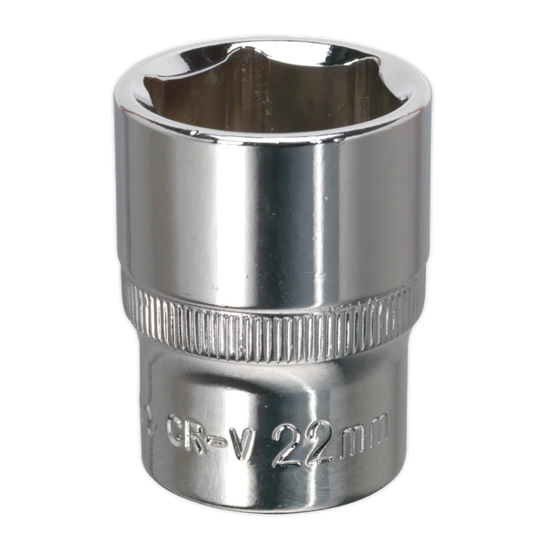 Sealey SP1222 ⏐ Premier Fully Polished Socket 1/2"Sq Drive 22mm