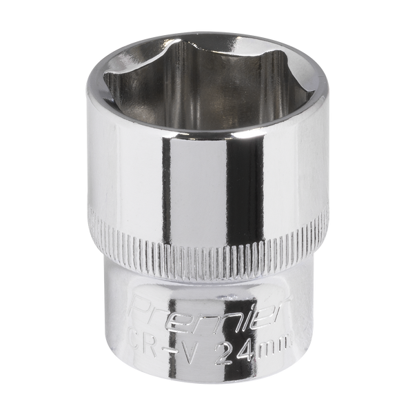 Sealey SP1224 ⏐ Premier Fully Polished Socket 1/2"Sq Drive 24mm