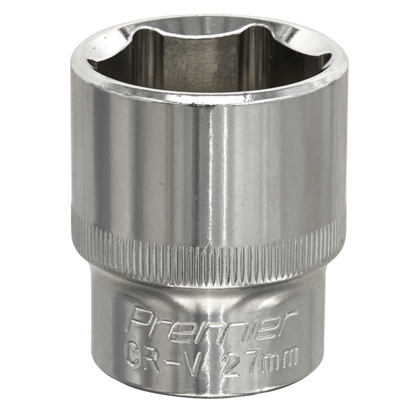 Sealey SP1227 ⏐ Premier Fully Polished Socket 1/2"Sq Drive 27mm