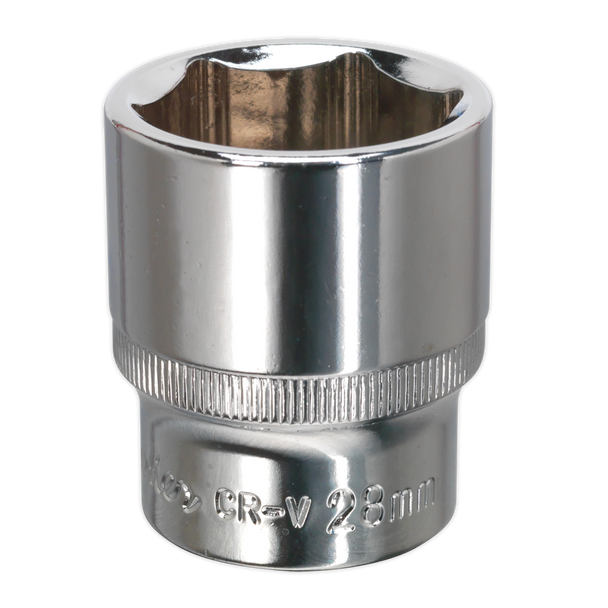 Sealey SP1228 ⏐ Premier Fully Polished Socket 1/2"Sq Drive 28mm