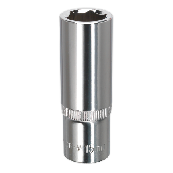Sealey SP3815D ⏐ Premier Fully Polished Deep Socket 3/8"Sq Drive 15mm