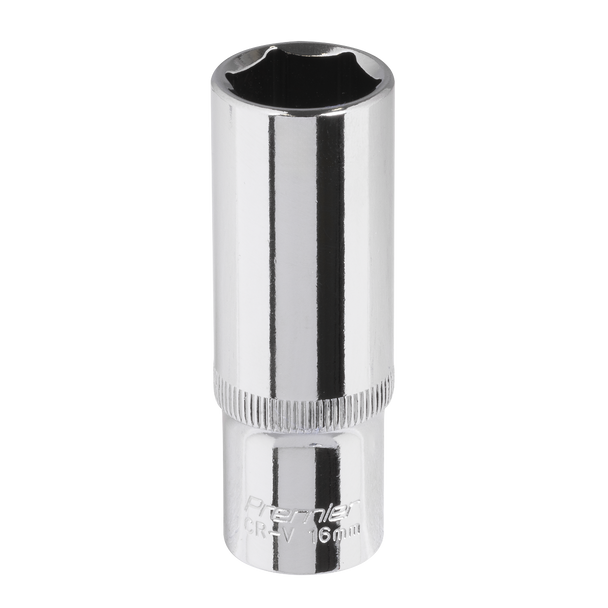 Sealey SP3816D ⏐ Premier Fully Polished Deep Socket 3/8"Sq Drive 16mm