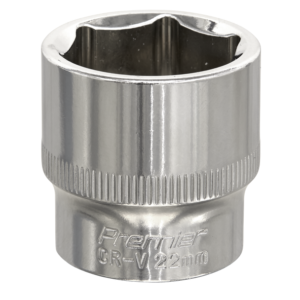 Sealey SP3822 ⏐ Premier Fully Polished Socket 3/8"Sq Drive 22mm