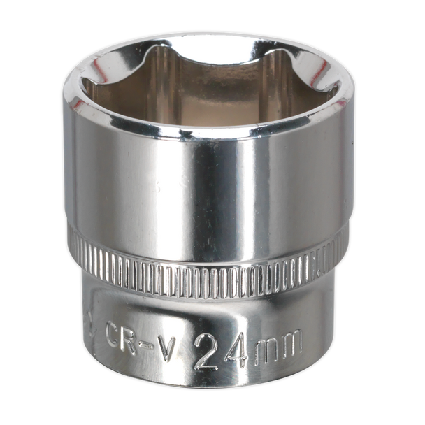 Sealey SP3824 ⏐ Premier Fully Polished Socket 3/8"Sq Drive 24mm