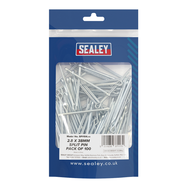 Sealey SPI104 ⏐ Split Pin 2.8 x 38mm - Pack of 100