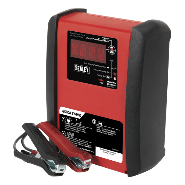 Sealey SPI15S ⏐ 12V Intelligent Speed Charge Battery Charger/Maintainer 15A