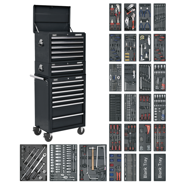 Sealey SPTCOMBO2 ⏐ Superline PRO® Tool Chest Combination 14 Drawer with 1179pc Tool Kit - Black