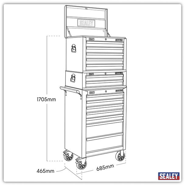 Sealey SPTHVCOMBO1 ⏐ Superline PRO® Tool Chest Combination 14 Drawer with 1179pc Tool Kit - Green
