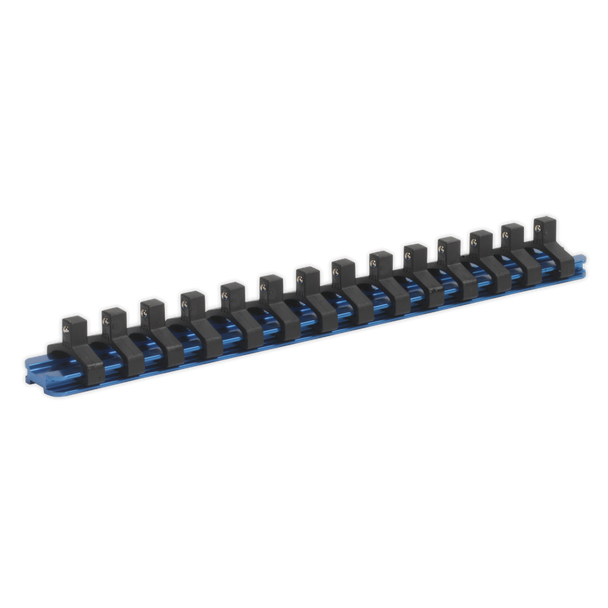 Sealey SR1414 ⏐ Premier Aluminium Socket Retaining Rail with 14 Clips 1/4"Sq Drive