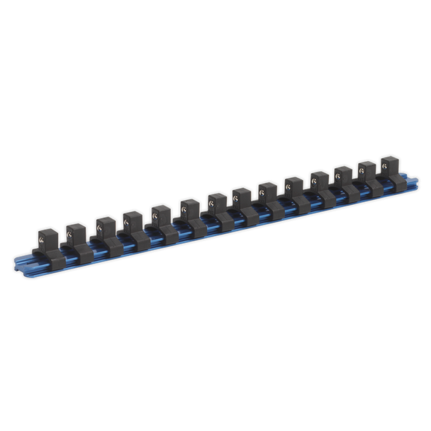 Sealey SR3814 ⏐ Premier Aluminium Socket Retaining Rail with 14 Clips 3/8"Sq Drive