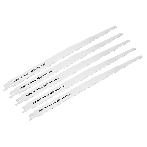 Sealey SRBR1211DF ⏐ Reciprocating Saw Blade for Wood & Nails 300mm 6tpi - Pack of 5