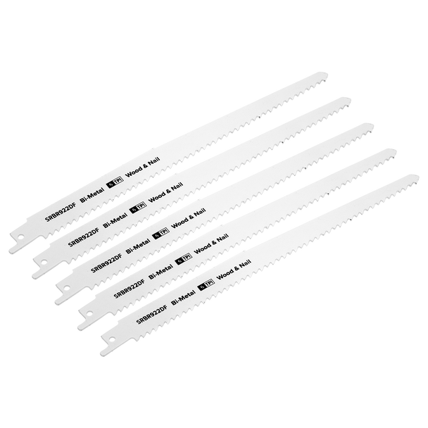 Sealey SRBR922DF ⏐ Reciprocating Saw Blade for Wood & Nails 230mm 6tpi - Pack of 5
