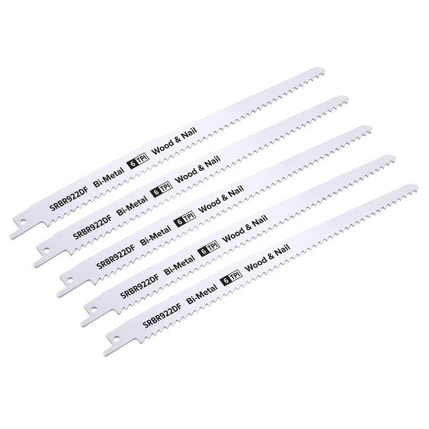 Sealey SRBR922DF ⏐ Reciprocating Saw Blade for Wood & Nails 230mm 6tpi - Pack of 5