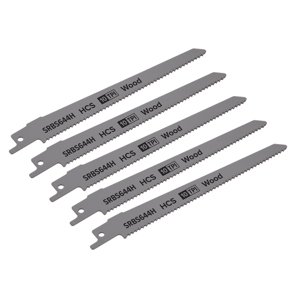 Sealey SRBS644H ⏐ Reciprocating Saw Blade for Clean Wood 150mm 10tpi - Pack of 5