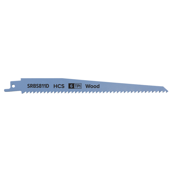 Sealey SRBS811D ⏐ Reciprocating Saw Blade for Clean Wood 200mm 6tpi - Pack of 5