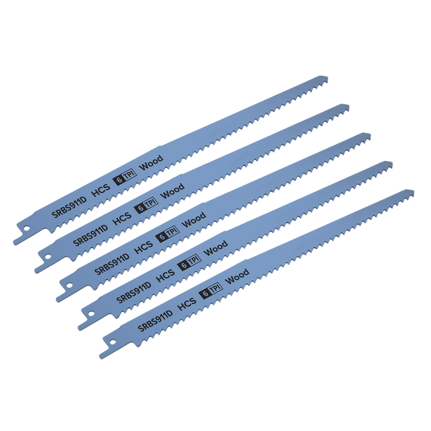 Sealey SRBS911D ⏐ Reciprocating Saw Blade for Clean Wood 230mm 6tpi - Pack of 5