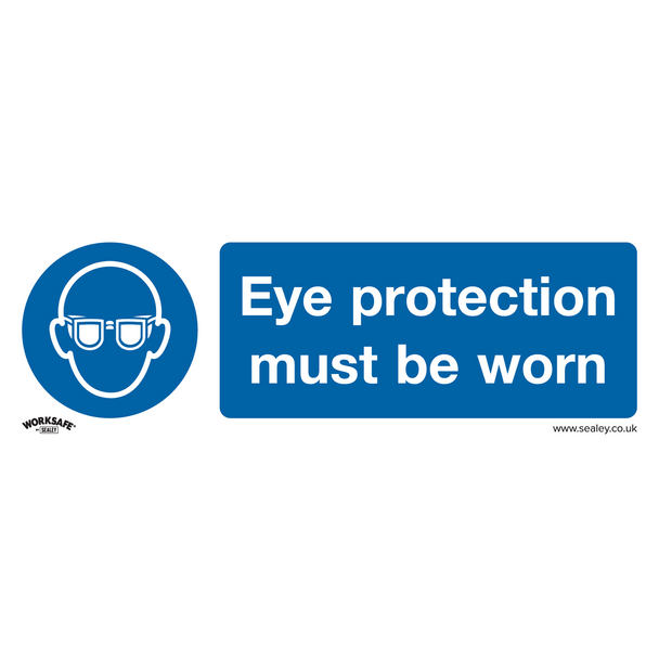 Sealey SS11V10 ⏐ Worksafe® Eye Protection Must Be Worn Safety Sign, Self-Adhesive Vinyl - Pack of 10