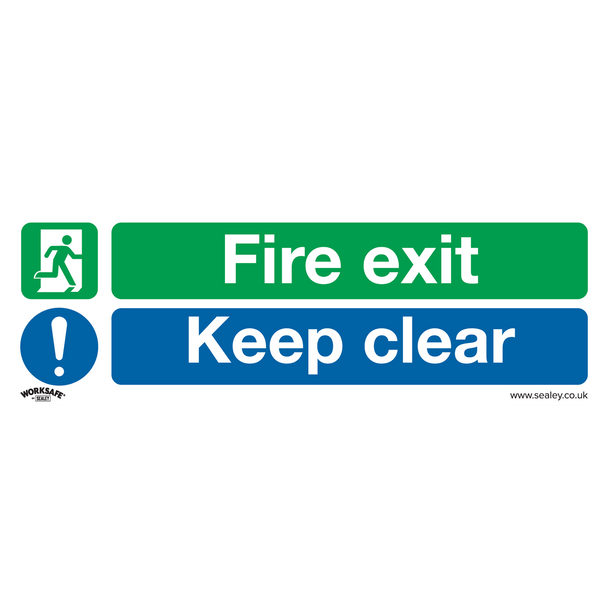 Sealey SS18P10 ⏐ Worksafe® Fire Exit Keep Clear Safety Sign, Rigid Plastic - Pack of 10