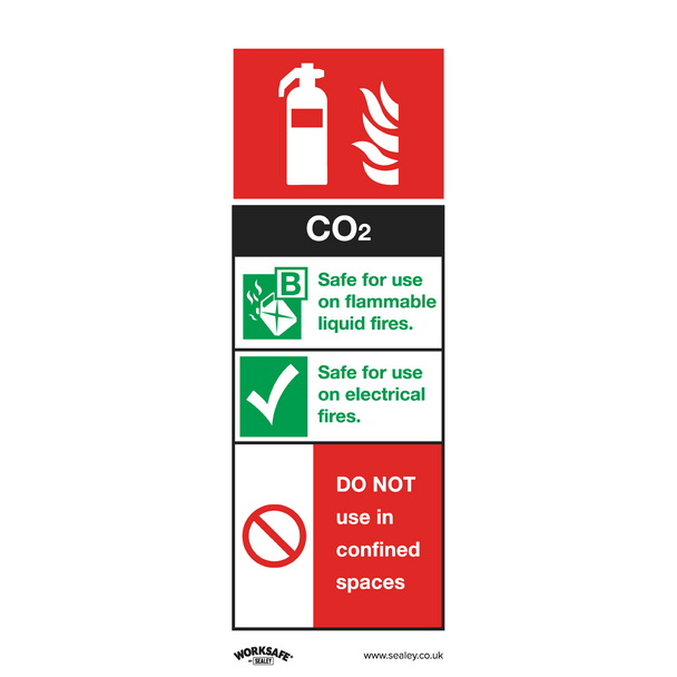 Sealey SS21P1 ⏐ Worksafe® CO2 Fire Extinguisher Safety Sign - Rigid Plastic