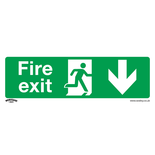 Sealey SS22P10 ⏐ Worksafe® Fire Exit (Down) Safety Sign, Rigid Plastic - Pack of 10