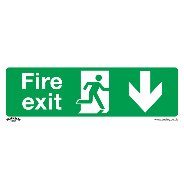 Sealey SS22V10 ⏐ Worksafe® Fire Exit (Down) Safety Sign, Self-Adhesive Vinyl - Pack of 10