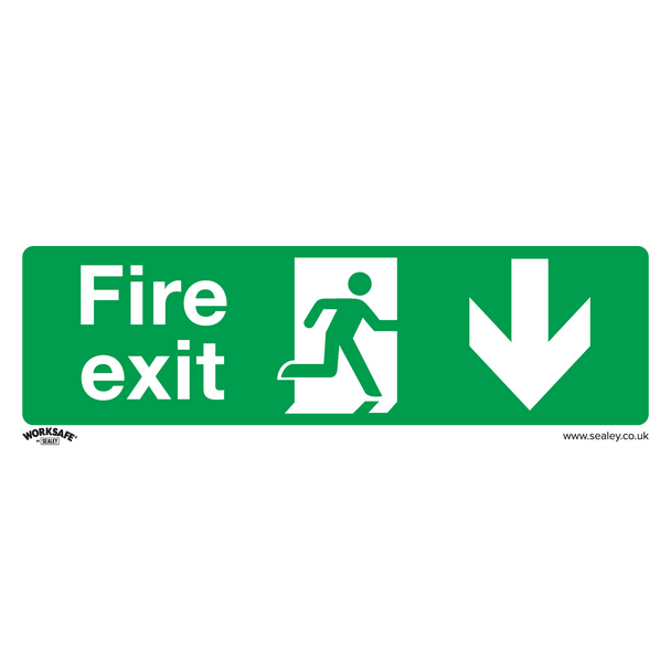 Sealey SS22V1 ⏐ Worksafe® Fire Exit (Down) Safety Sign - Self-Adhesive Vinyl