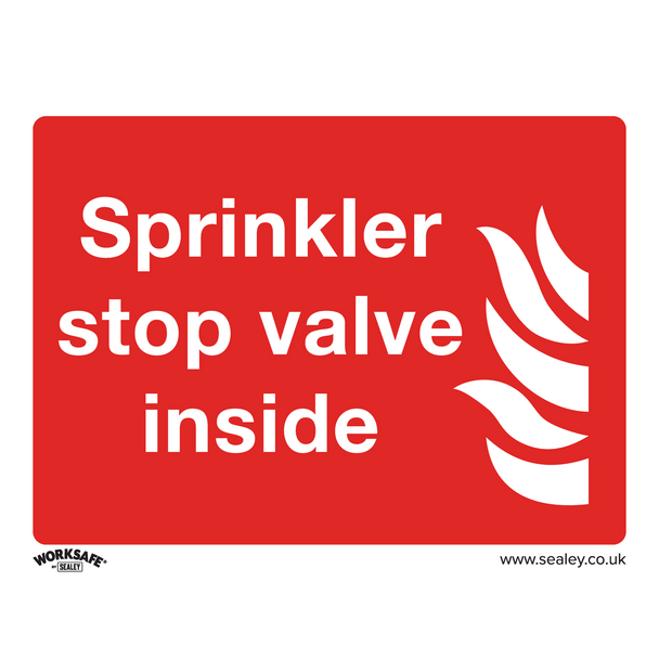Sealey SS23V10 ⏐ Worksafe® Sprinkler Stop Valve Safety Sign, Self-Adhesive Vinyl - Pack of 10