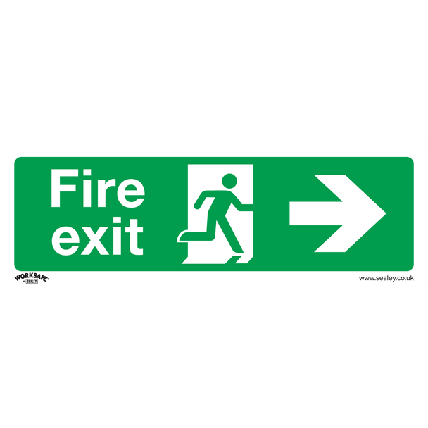 Sealey SS24P10 ⏐ Worksafe® Fire Exit (Right) Safety Sign, Rigid Plastic - Pack of 10