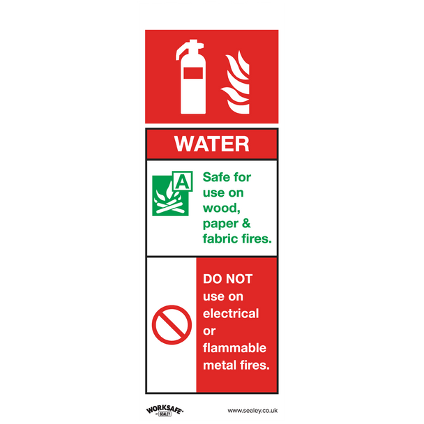 Sealey SS27V1 ⏐ Worksafe® Water Fire Extinguisher Safety Sign - Self-Adhesive Vinyl