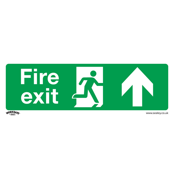 Sealey SS28V10 ⏐ Worksafe® Fire Exit (Up) Safety Sign, Self-Adhesive Vinyl - Pack of 10