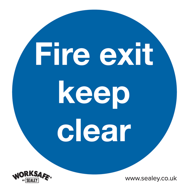 Sealey SS2V10 ⏐ Worksafe® Fire Exit Keep Clear Safety Sign, Self-Adhesive Vinyl - Pack of 10