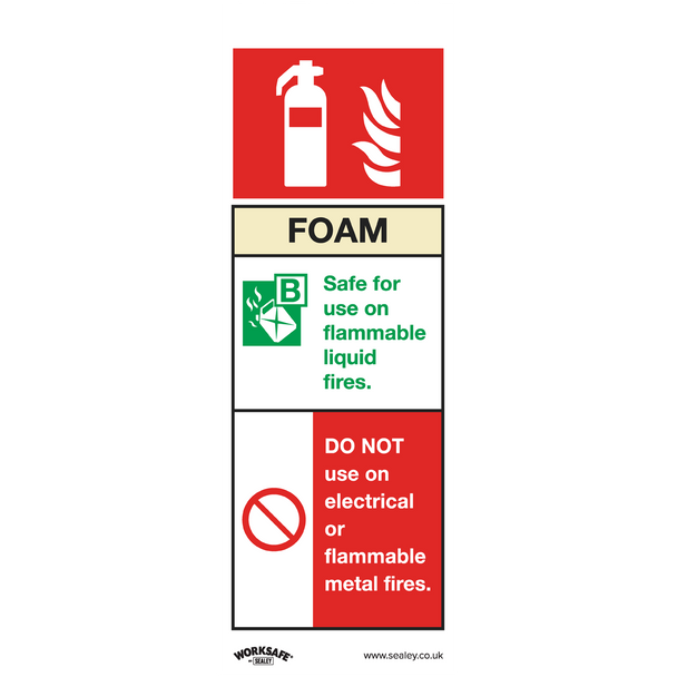 Sealey SS30P1 ⏐ Worksafe® Foam Fire Extinguisher Safety Sign - Rigid Plastic