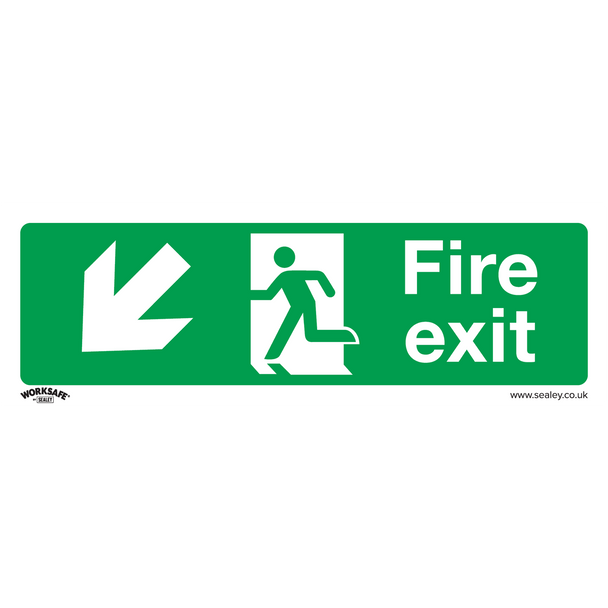 Sealey SS34V10 ⏐ Worksafe® Fire Exit (Down Left) Safety Sign, Self-Adhesive Vinyl - Pack of 10