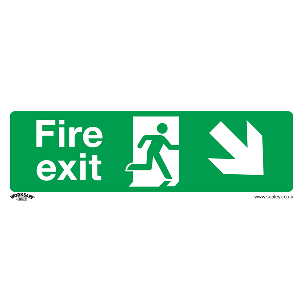 Sealey SS36P1 ⏐ Worksafe® Fire Exit (Down Right) Safety Sign - Rigid Plastic
