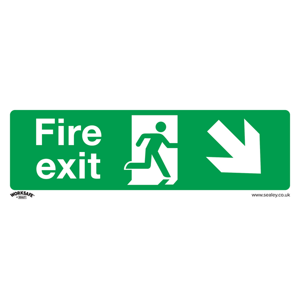Sealey SS36V1 ⏐ Worksafe® Fire Exit (Down Right) Safety Sign - Self-Adhesive Vinyl