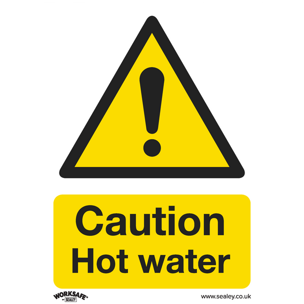 Sealey SS38P1 ⏐ Worksafe® Caution Hot Water Safety Sign- Rigid Plastic