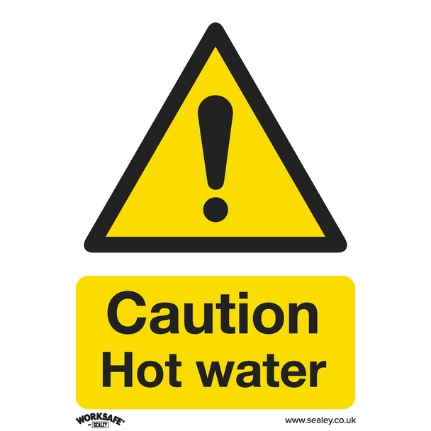 Sealey SS38V1 ⏐ Worksafe® Caution Hot Water Safety Sign - Self-Adhesive Vinyl