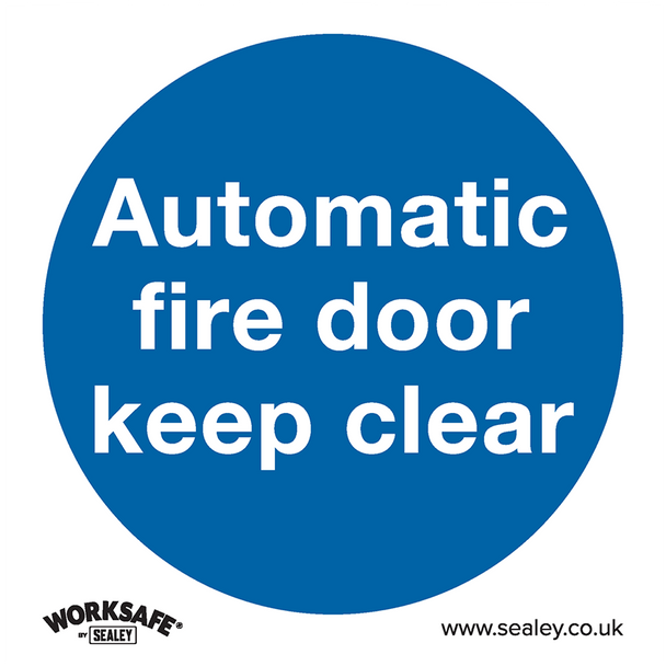 Sealey SS3P10 ⏐ Worksafe® Automatic Fire Door Keep Clear Safety Sign, Rigid Plastic - Pack of 10