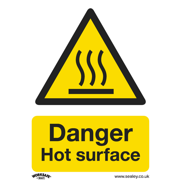 Sealey SS42P10 ⏐ Worksafe® Danger Hot Surface Safety Sign, Rigid Plastic - Pack of 10