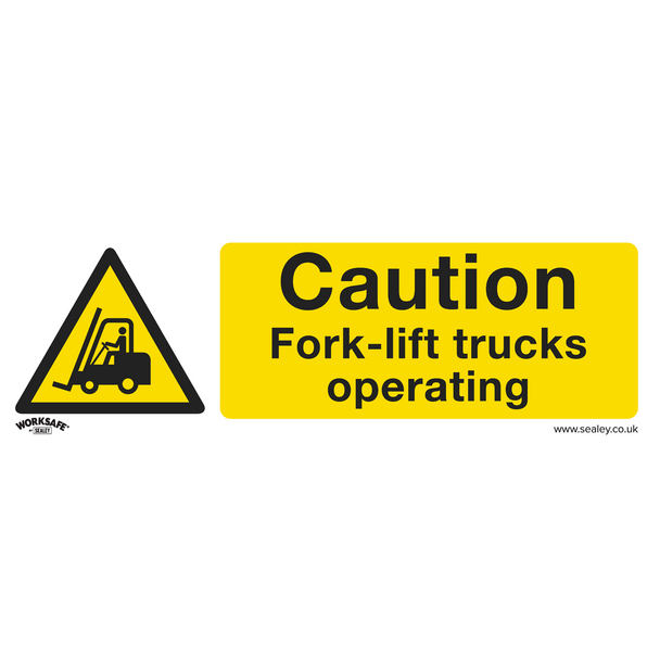 Sealey SS44P1 ⏐ Worksafe® Caution Fork-Lift Trucks Safety Sign - Rigid Plastic